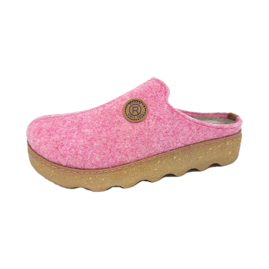 Women's Rohde pink felted mule slippers