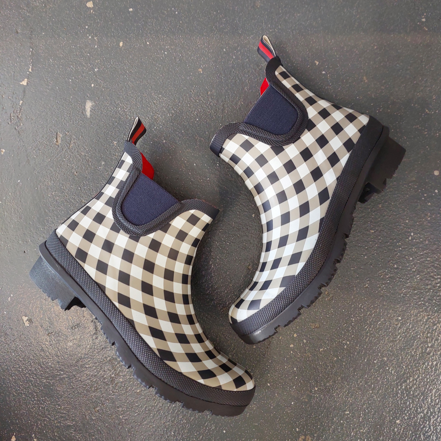 Gingham Rainboots