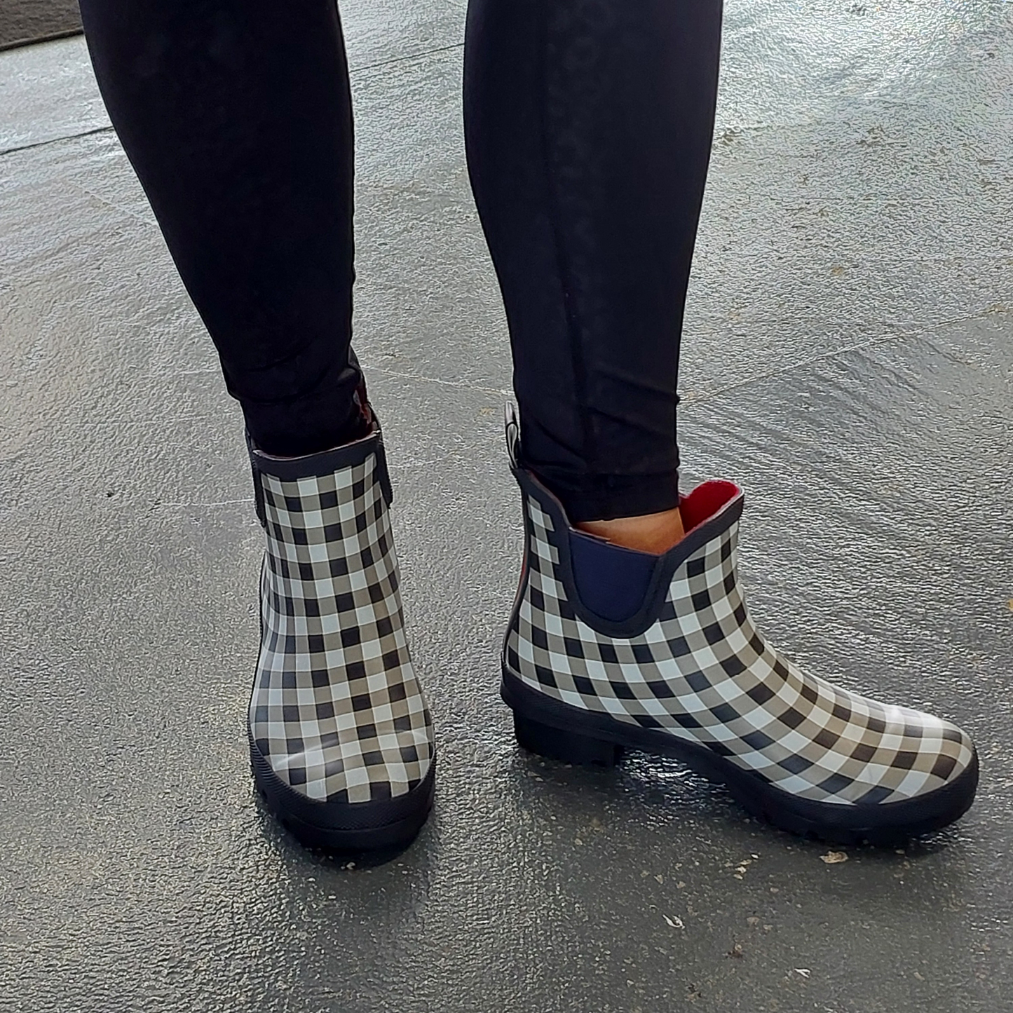 Gingham Rainboots