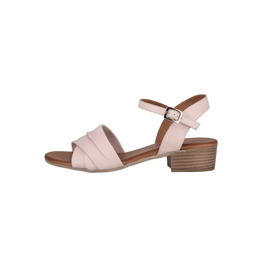 Women's powder pink leather heeled sandal